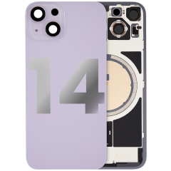 Back Glass With Steel Plate With MagSafe Magnet Pre-Installed Compatible For iPhone 14 (Used OEM Pull: Grade A) (Purple)