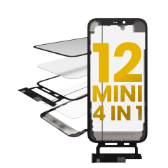4 in 1 Short  Flex (Digitizer Touch With Glass + OCA + Frame Pre-installed) Compatible For iPhone 12 Mini (OCA Master)